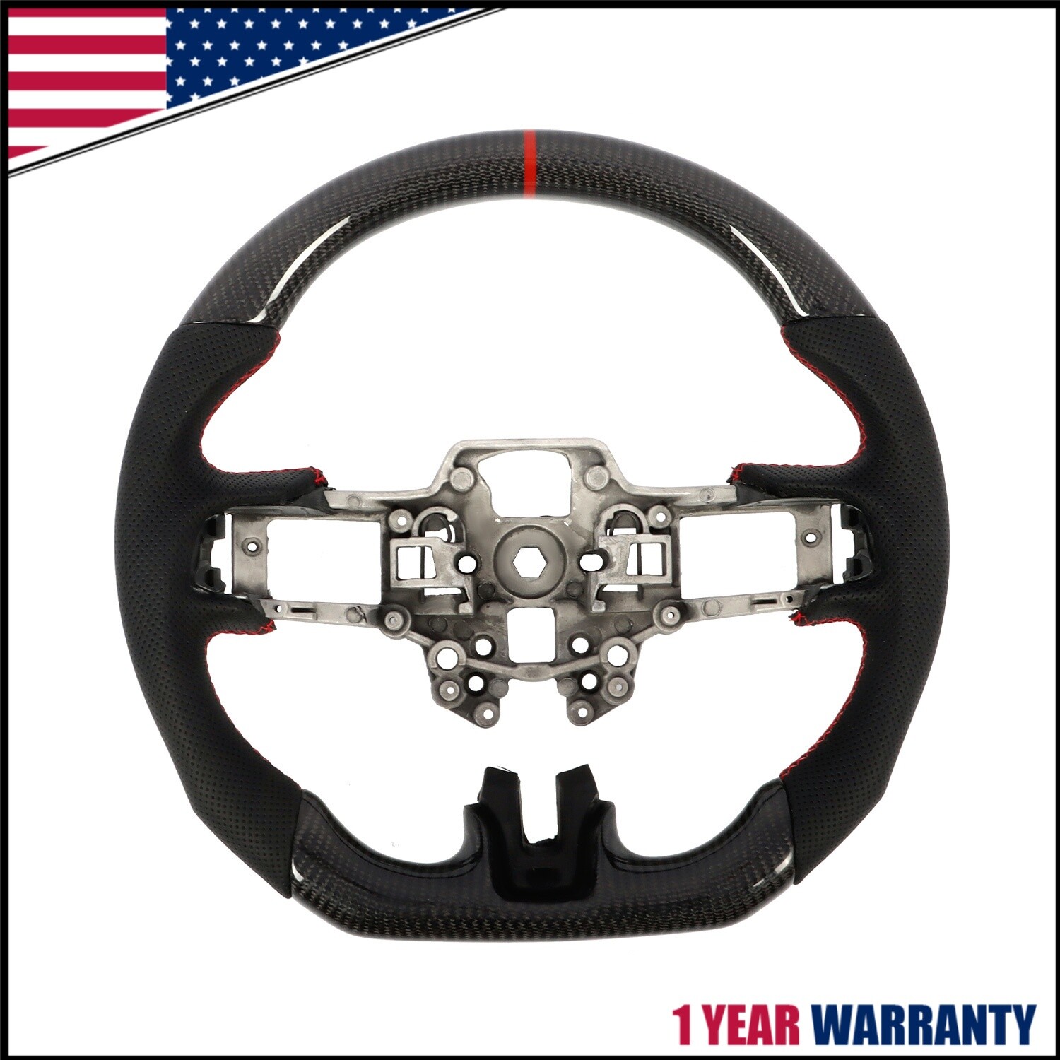 Real Carbon Fiber Steering Wheel For Ford Mustang EcoBoost GT 2018 2019-2023