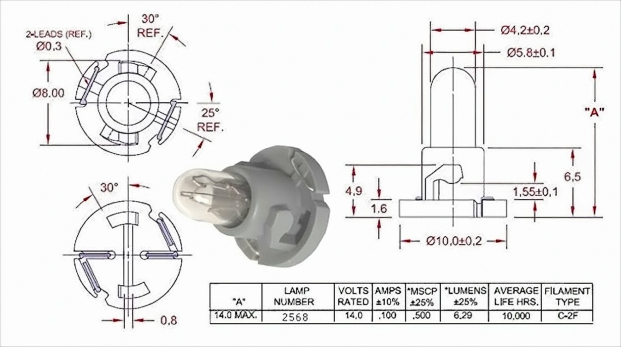Instrument Cluster Bulb, 10pcs, Replaces Navistar 2506796C1 Instrument Cluster Bulb, 10pcs, Replaces Navistar 2506796C1