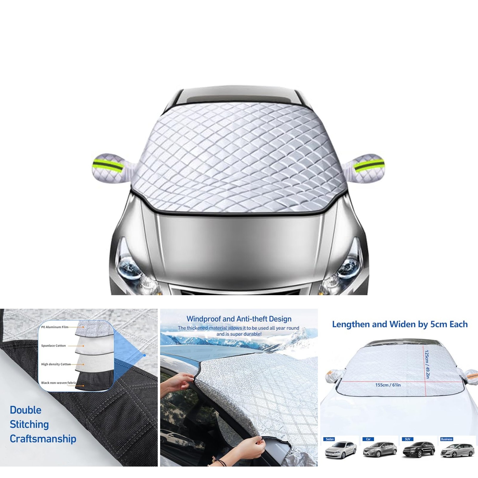 Heavy Duty Car Windshield Snow Cover Winter Ice Frost Protector For Sedan SUV Heavy Duty Car Windshield Snow Cover Winter Ice Frost Protector For Sedan SUV