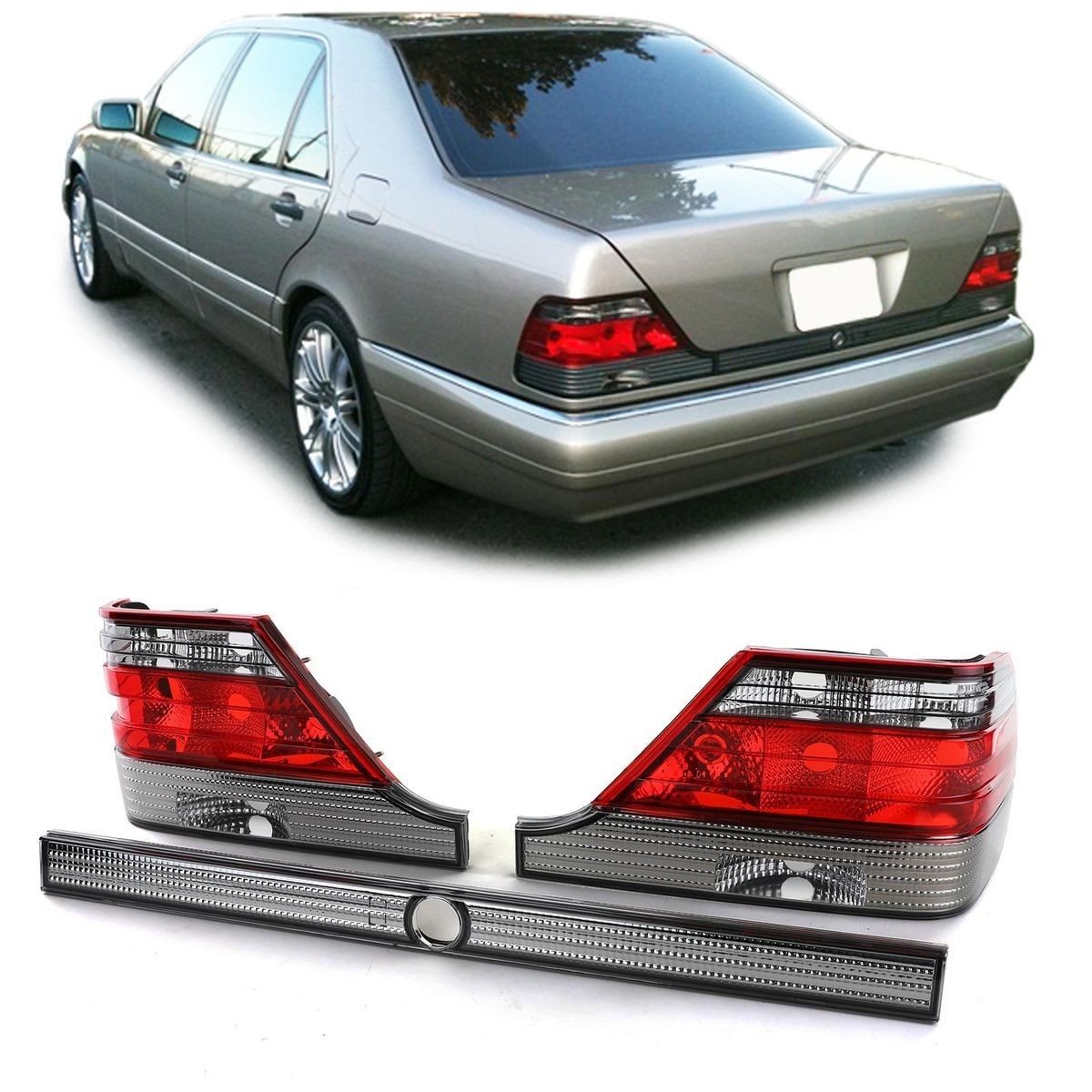Hella dark  style  Red Smoked Taillights set S-Class W140 94-98