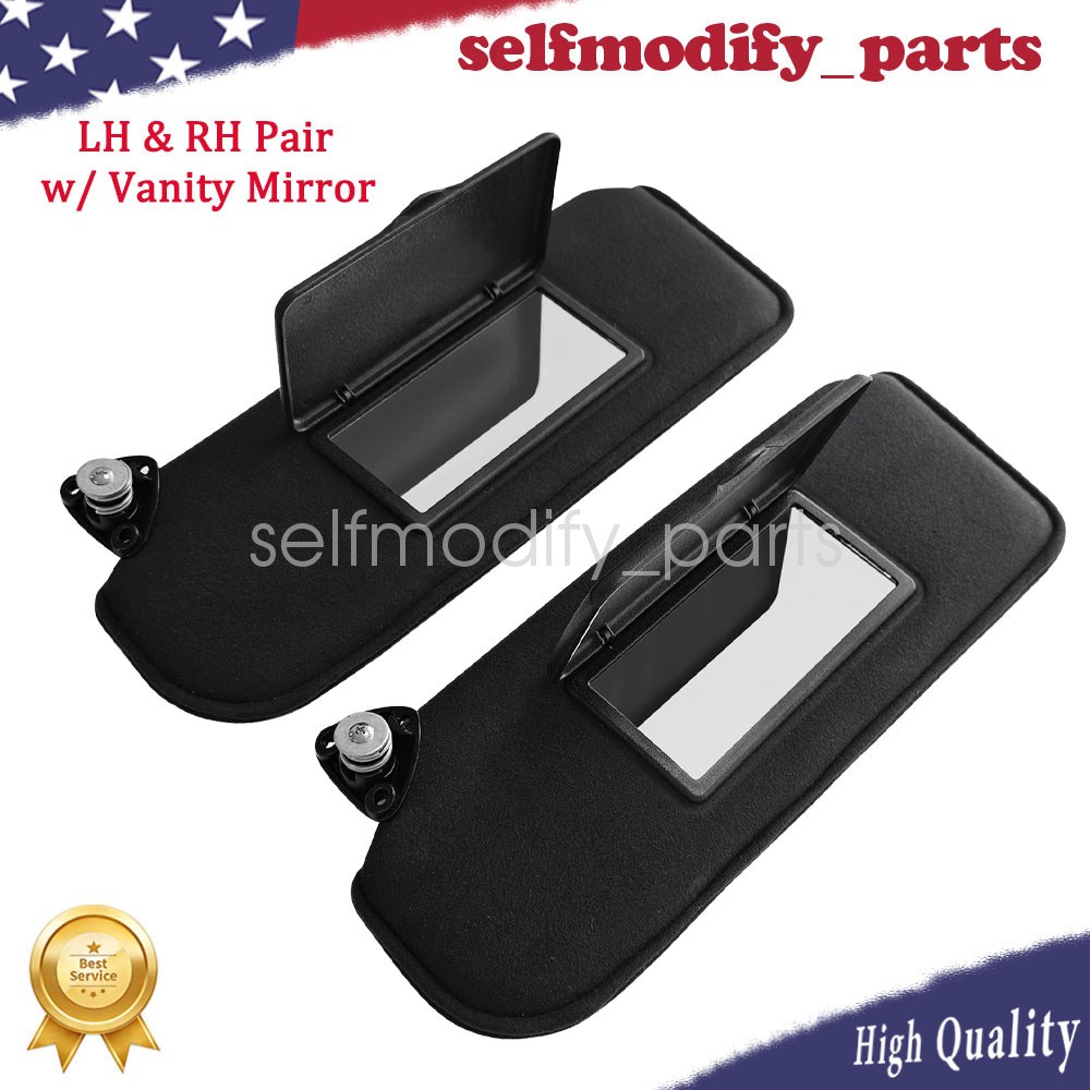 Fit 1993‑2002 Firebird Camaro Black Sun Visors Set Left Right With Vanity Mirror