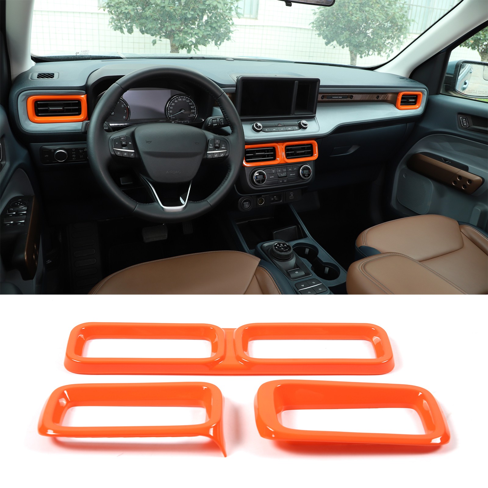 Orange Front Air Vent Outlet Cover Trim For Ford Maverick 2022-2024 US