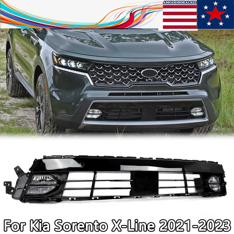 Front Bumper Lower Grille with Pair Fog Light For Kia Sorento X-Line 2021-2023
