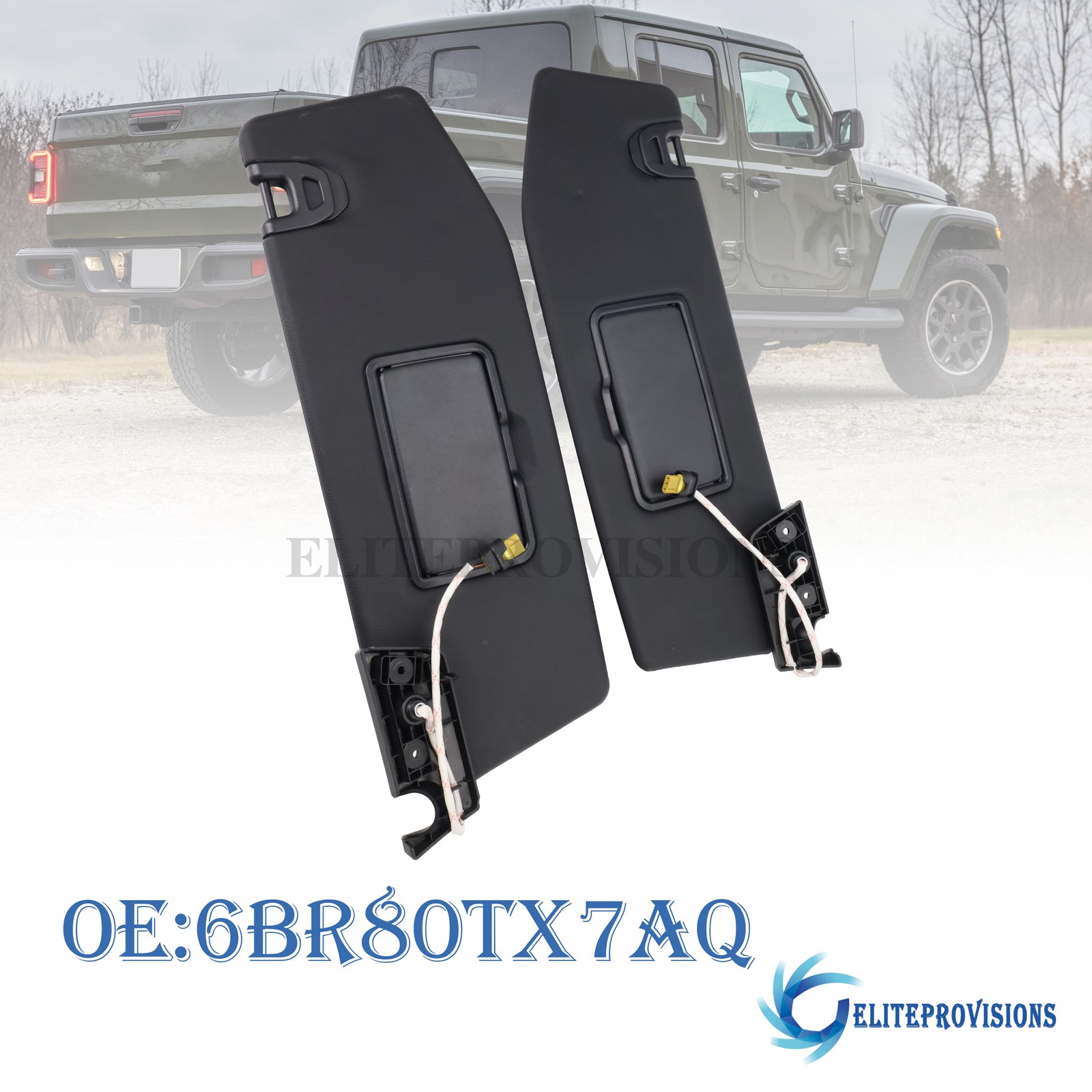 NEW 6BR80TX7AQ Pair Sun Visor W/Light For Jeep 18-23 Wrangler 20-23 Gladiator