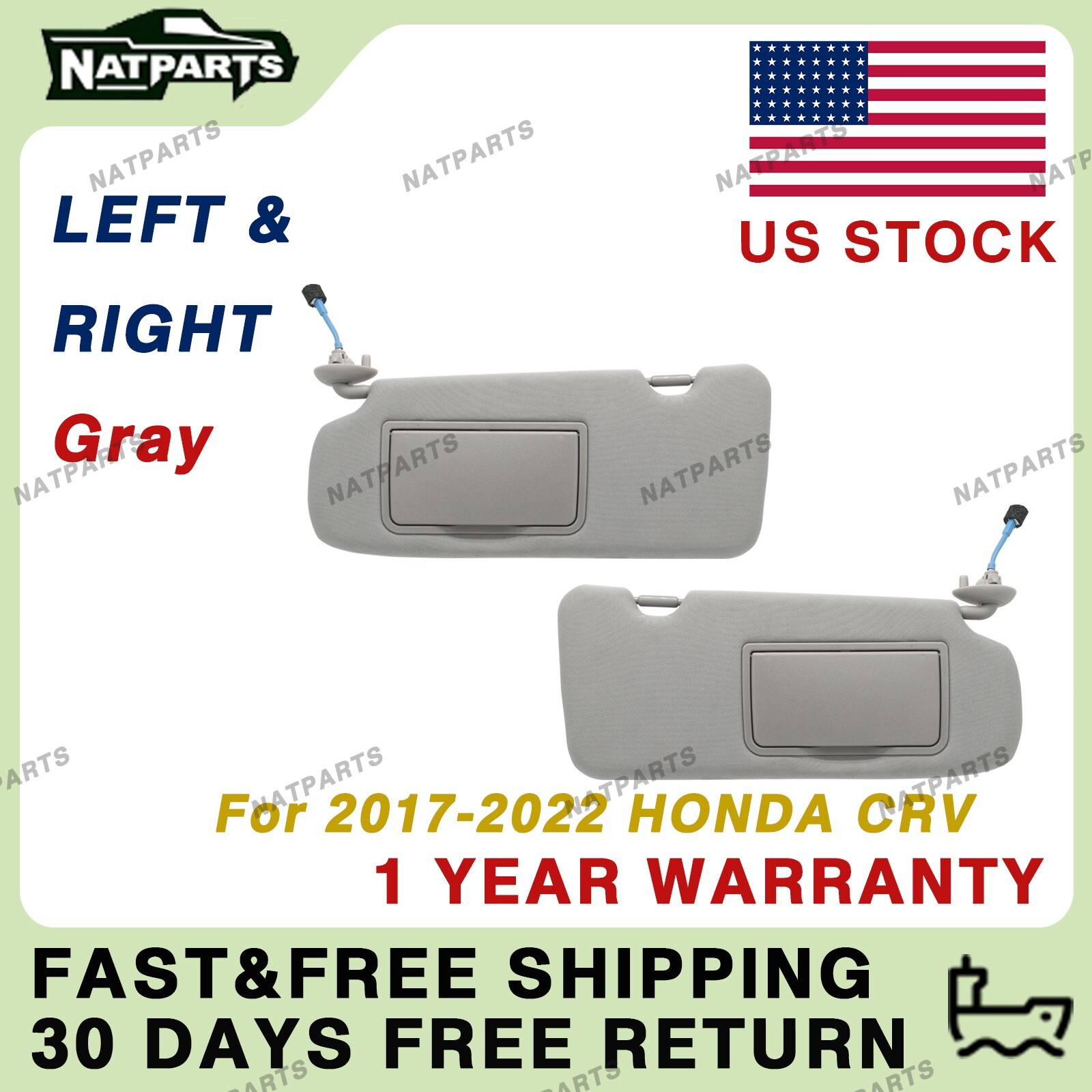 Pair Gray Side Sun Visor W/ Lights Fits for Honda CRV2017-2022LHRH 83280TLAA12ZB Pair Gray Side Sun Visor W/ Lights Fits for Honda CRV2017-2022LHRH 83280TLAA12ZB