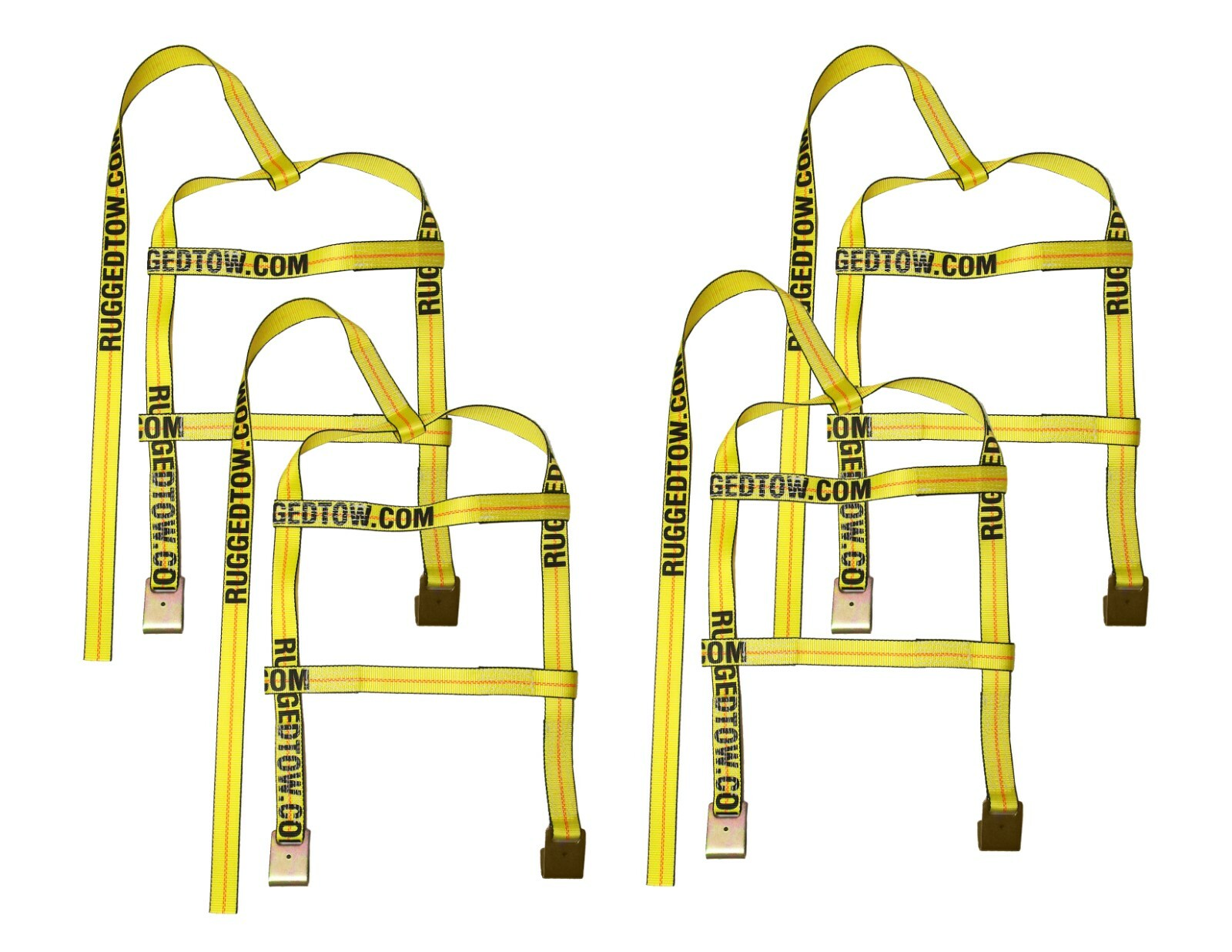 4 pack - Yellow Demco Kar Caddy Wheel Strap Basket Tire Tie Down Car Hauler Hook