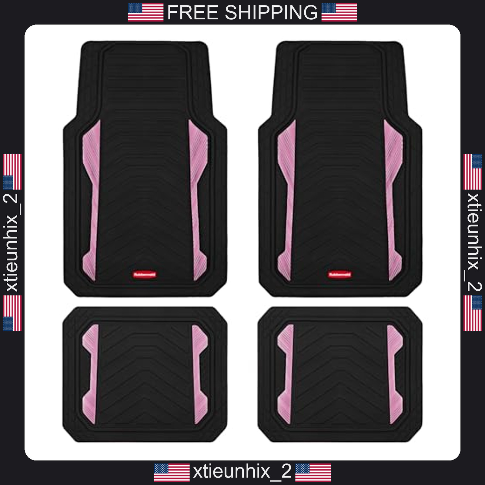 Rubbermaid All-Weather Car Floor Mats with Pink Aluminum Accents, Universal Fit