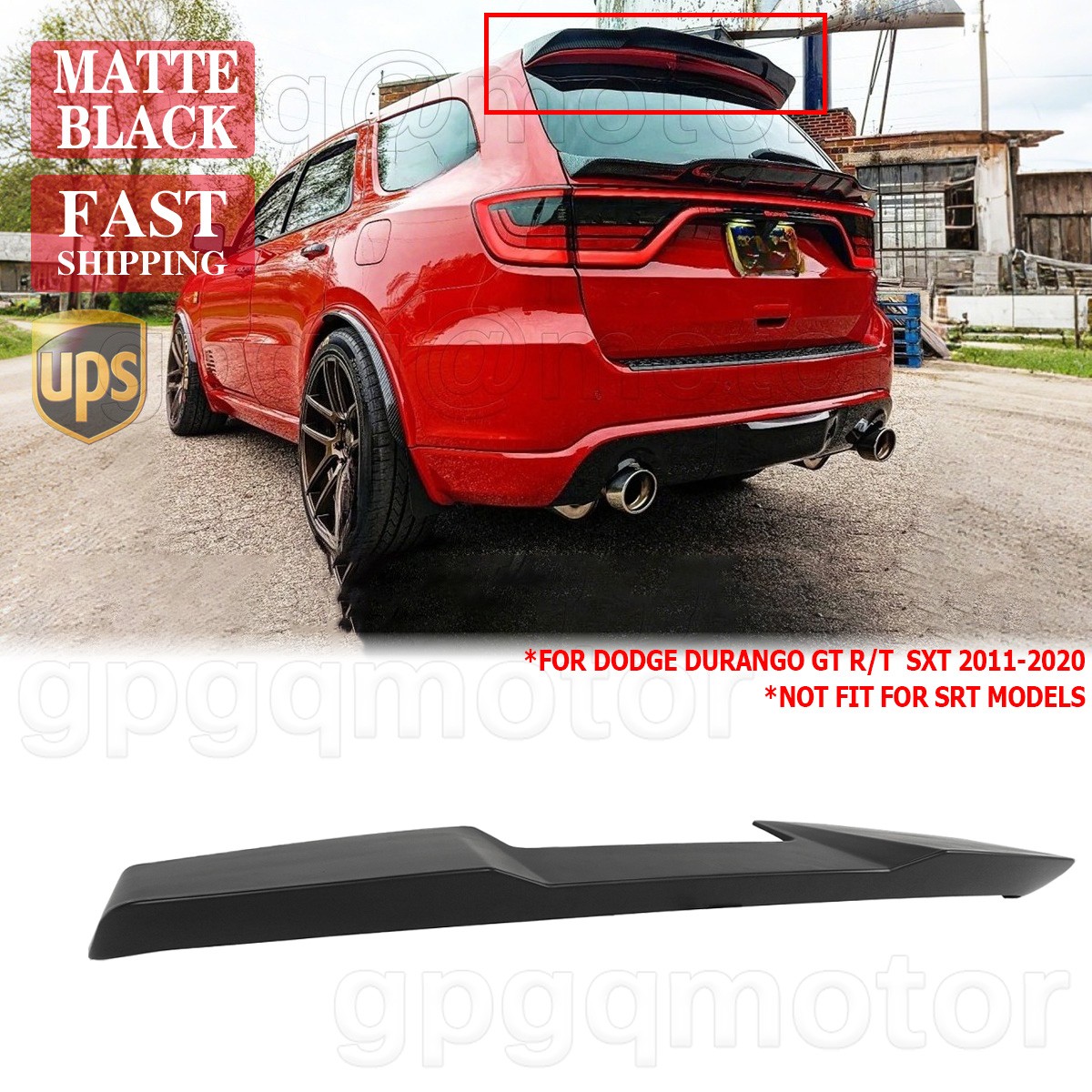 For Dodge Durango GT R/T 2011-2020 Matte Black Rear Roof Spoiler Wing Extension For Dodge Durango GT R/T 2011-2020 Matte Black Rear Roof Spoiler Wing Extension