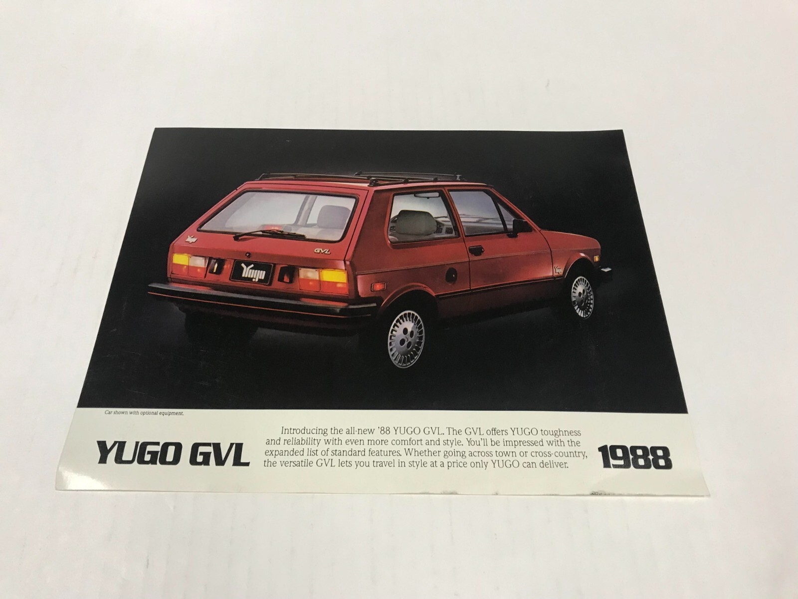 Vintage 1988 Yugo GVL Care Information Flyer Dealership Salesman Vintage 1988 Yugo GVL Care Information Flyer Dealership Salesman
