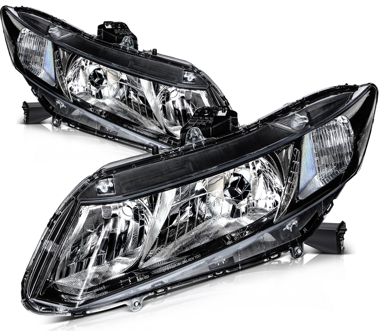 Pair Headlights Assembly For Honda Civic 2012-2015 2Dr Coupe 4Dr Sedan LH+RH