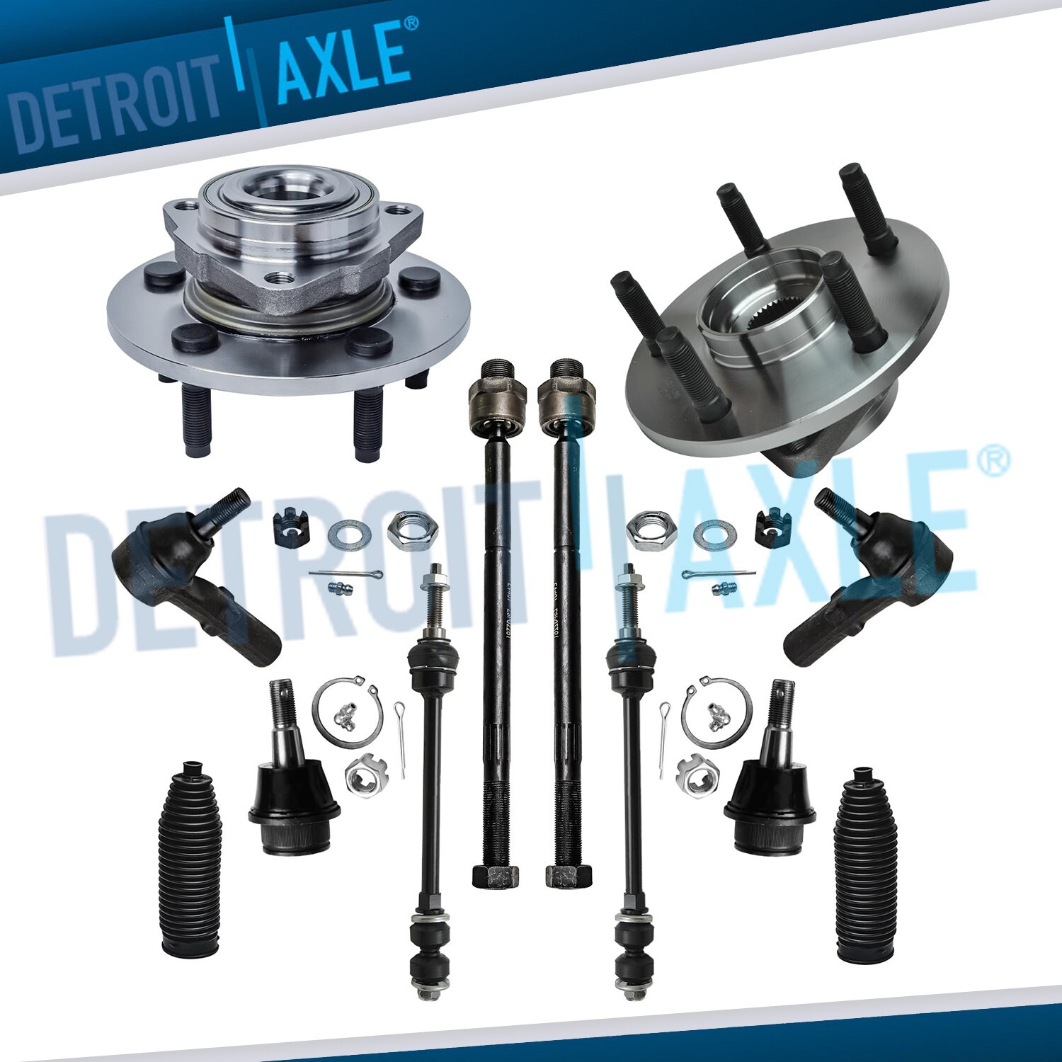 4WD Front Wheel Bearing Hub Tie Rods Kit for 2002 2003 2004 2005 Dodge Ram 1500