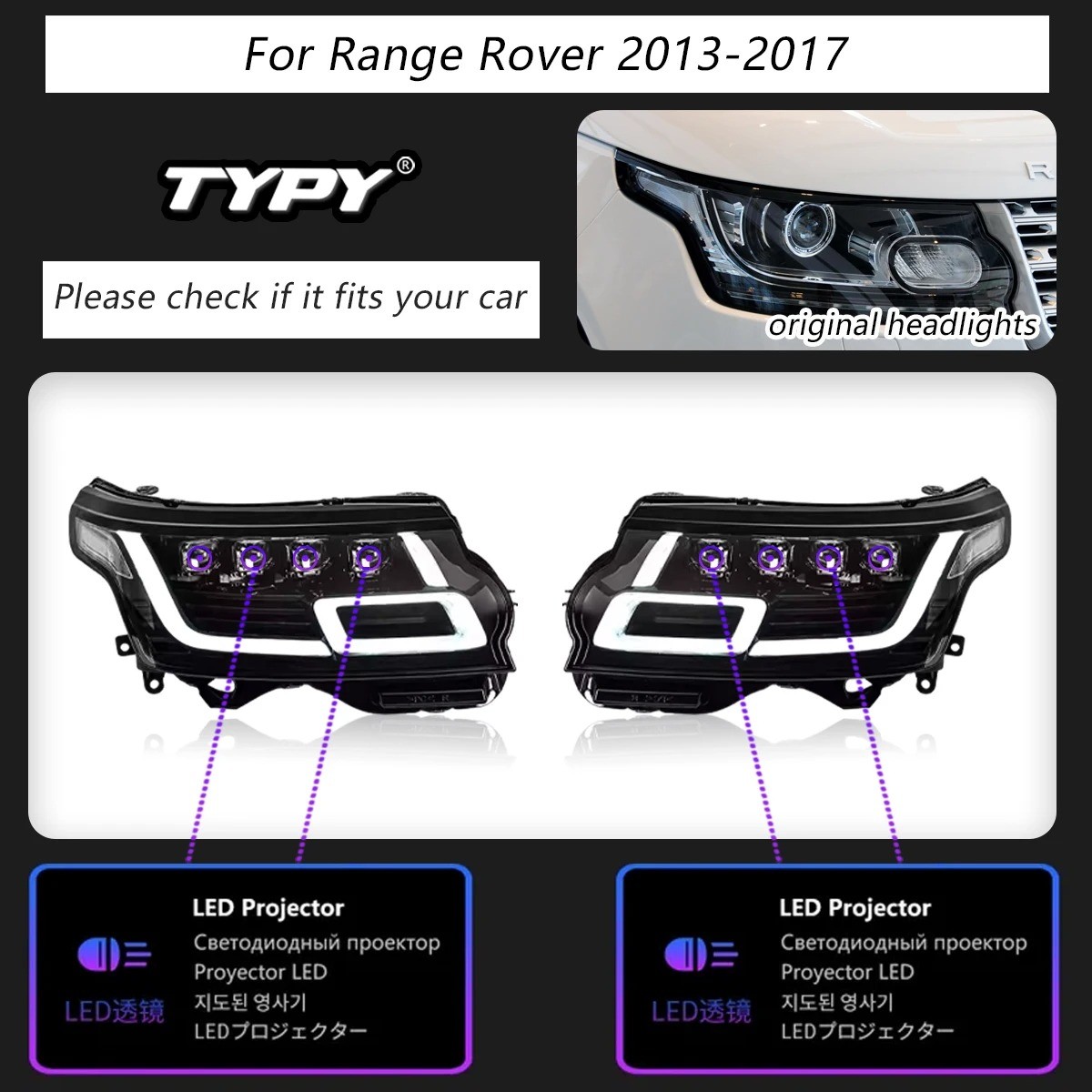 Matrix Style LED Headlight For Land Rover Range Rover 2013-2017 Upgrade Matrix Style LED Headlight For Land Rover Range Rover 2013-2017 Upgrade