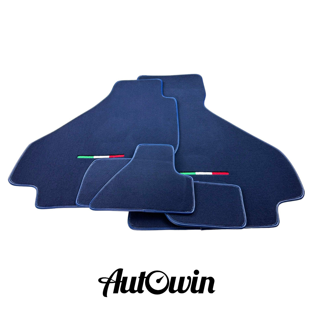 AutoWin Brand Dark Blue Floor Mats for Ferrari 512 TR with Leather | IT Edition