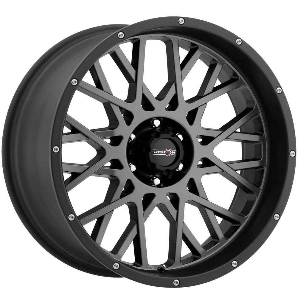 One 20x9 Vision 412 Rocker 8x170 12 Gunmetal Black Lip Wheel Rim 125.2