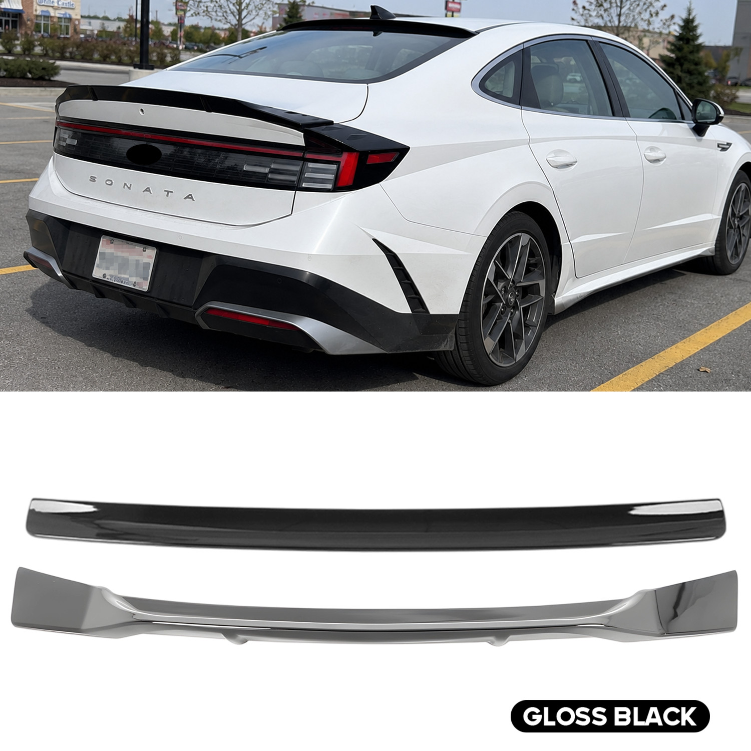 FOR 23-26 HYUNDAI SONATA RS STYLE BLACK TRUNK DUCKBILL WING + REAR ROOF SPOILER