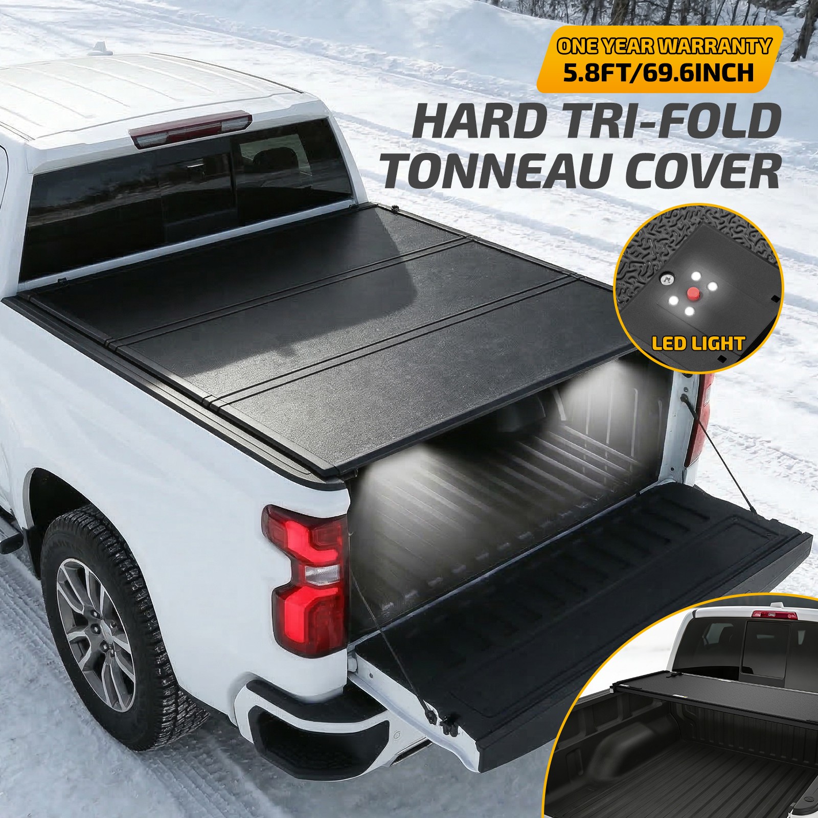 5.8FT Hard Tri-Fold Truck Bed Cover For 2019-2026 GMC Sierra 1500  Premium Build