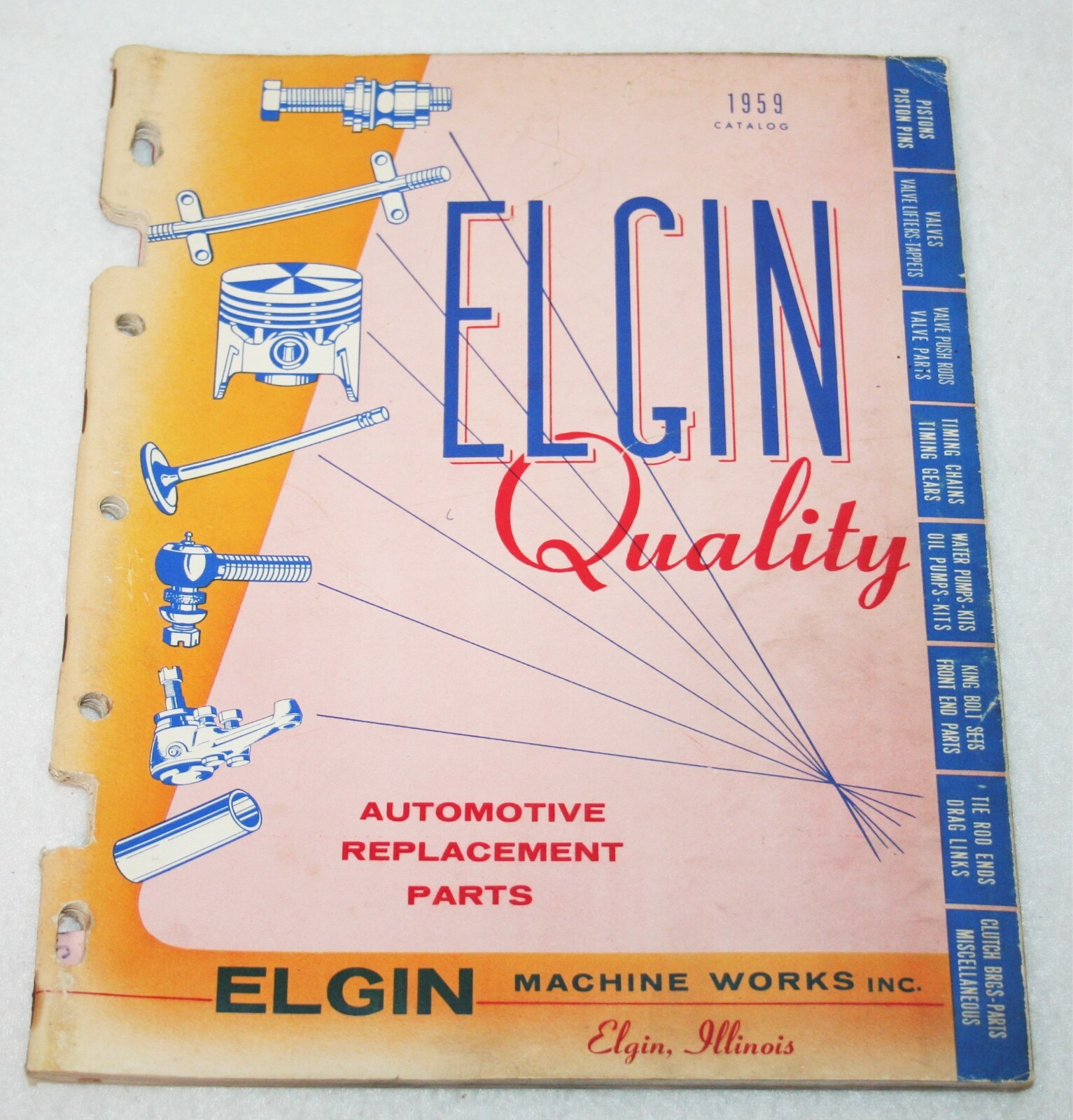 Vintage 1959 ELGIN MACHINE WORKS Auto Parts CATALOG Pistons Valves Pumps Vintage 1959 ELGIN MACHINE WORKS Auto Parts CATALOG Pistons Valves Pumps