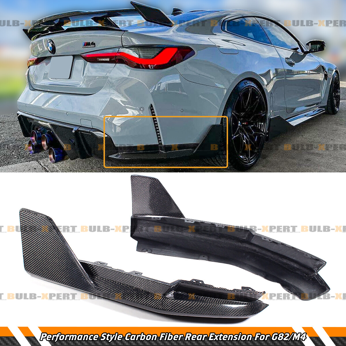 For 2021-26 BMW G82 M4 Performance Style Carbon Fiber Rear Bumper Corner Winglet