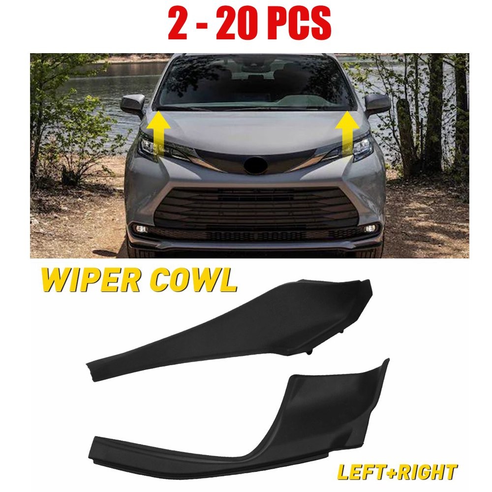 2-20X Black Front Cowl Windshield Wiper Corner Trim for Toyota Sienna 2021-2025