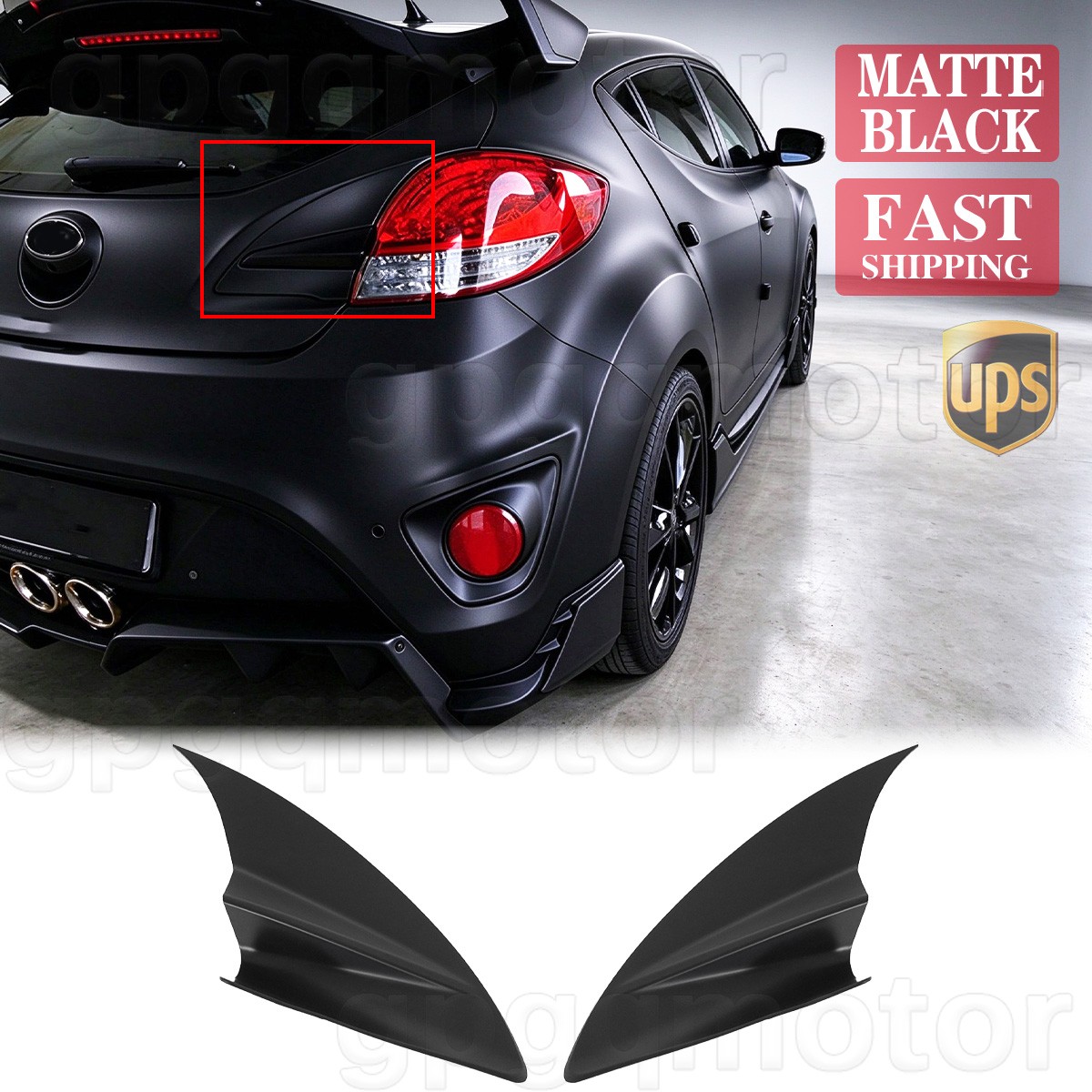 For Hyundai Veloster Turbo 2013-2017 Matte Black Rear Bumper Molding Trims Panel For Hyundai Veloster Turbo 2013-2017 Matte Black Rear Bumper Molding Trims Panel