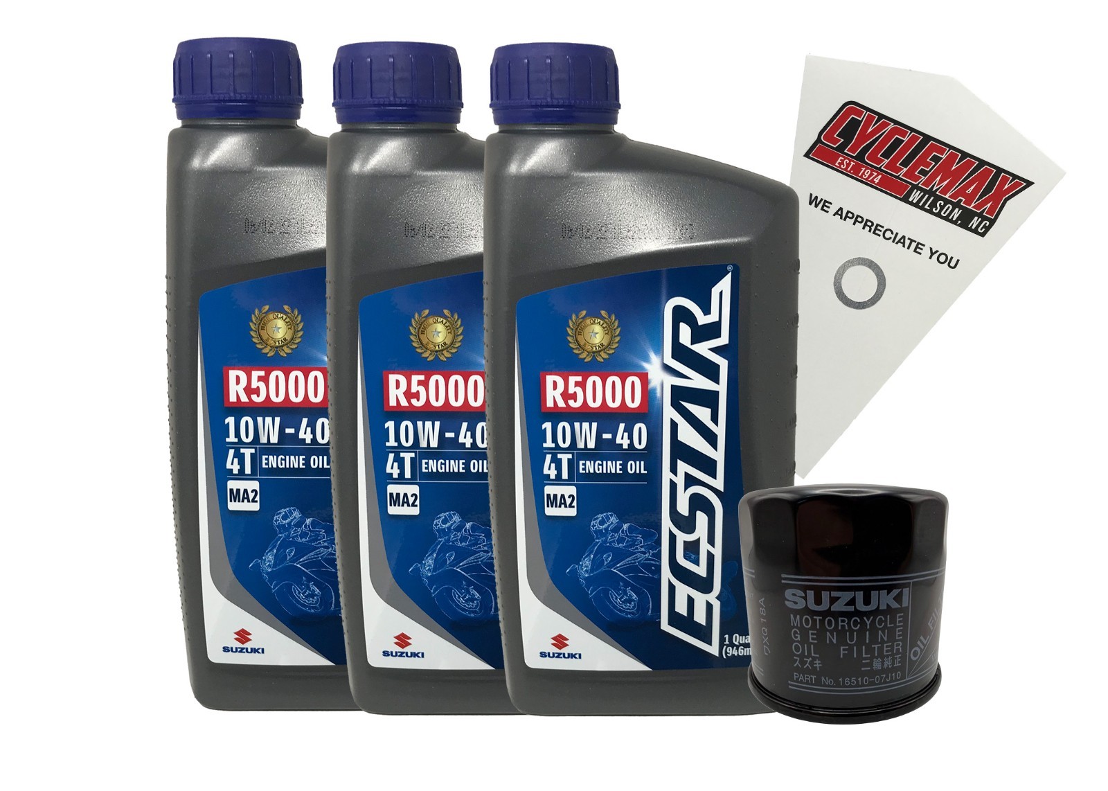 OEM 2002-2021 Suzuki GSX-R750 10w40 Oil Change Kit OEM 2002-2021 Suzuki GSX-R750 10w40 Oil Change Kit