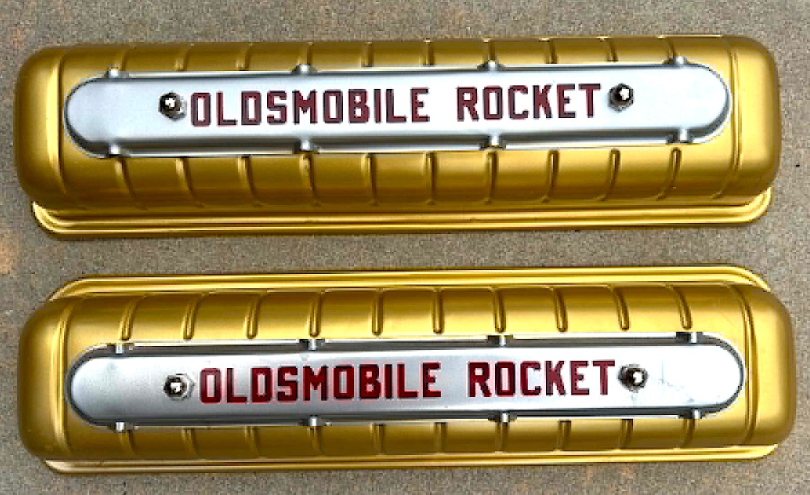 1949 1950 OLDSMOBILE Valve Covers with wire routing plates 1949 1950 OLDSMOBILE Valve Covers with wire routing plates