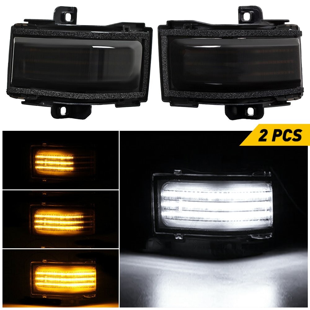 For 2015-2022 White+Amber Ford F-150 LED Side Towing Mirror Light Switchback