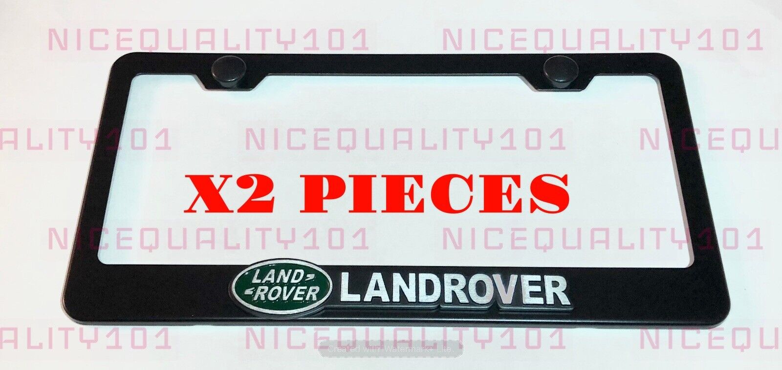 2x 3D Land Rover Stainless Steel Metal Black License Plate Frame Holder