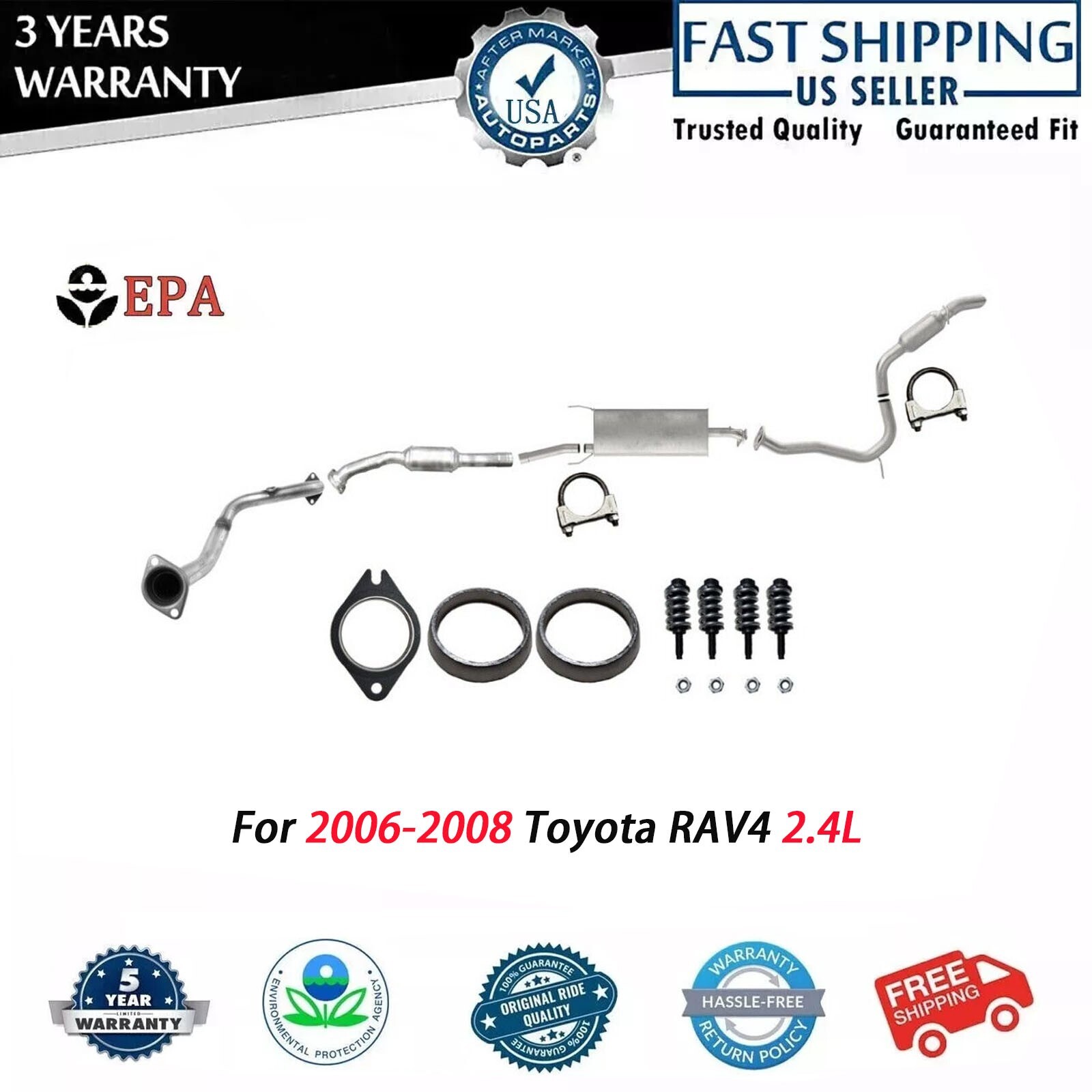 Complete Exhaust System Fits 2006 2007 2008 Toyota RAV4 2.4L Fast Dispatch New