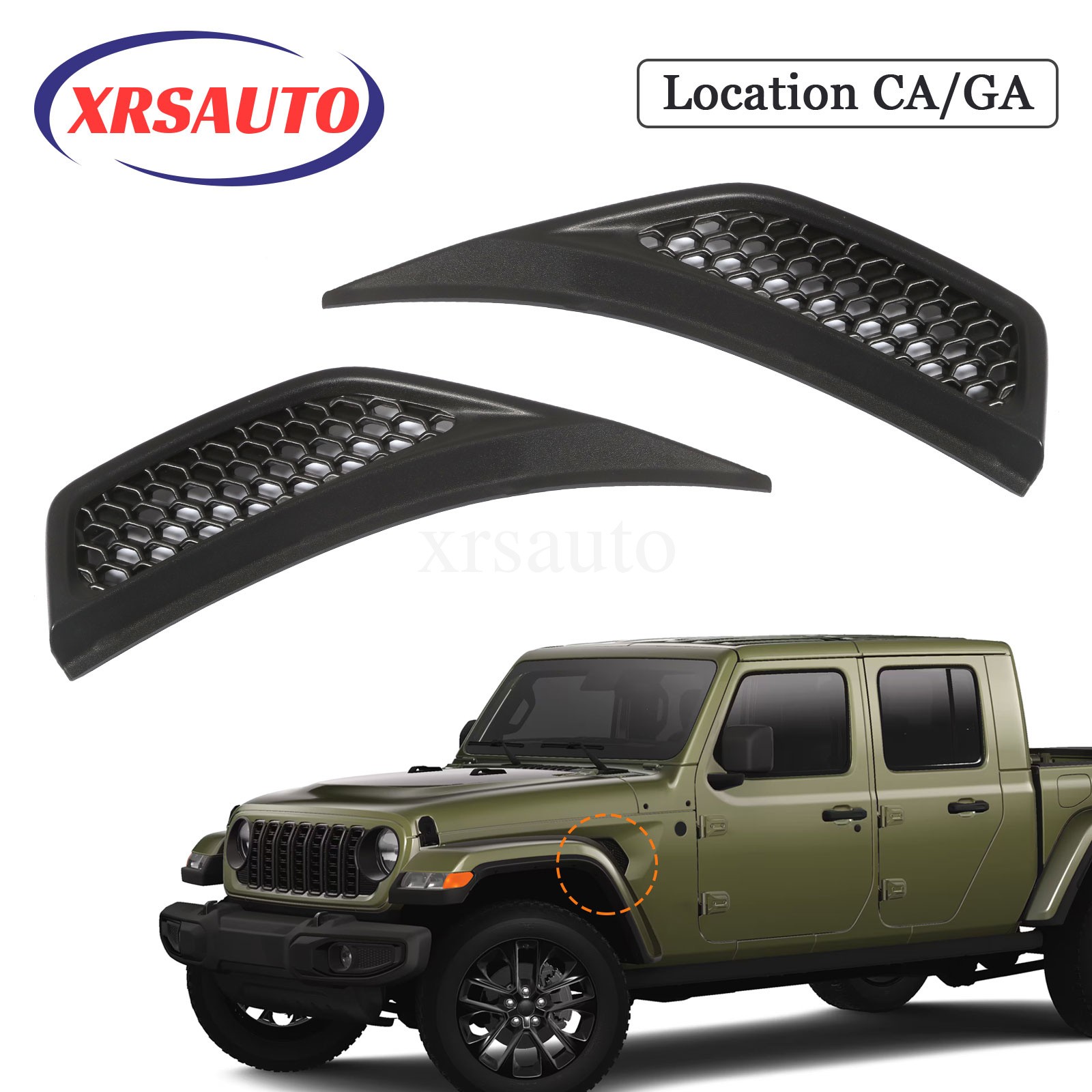 For 2018-2025 Jeep Wrangler JL & JT Black Pair Side Fender Air Vent Outlet Cover