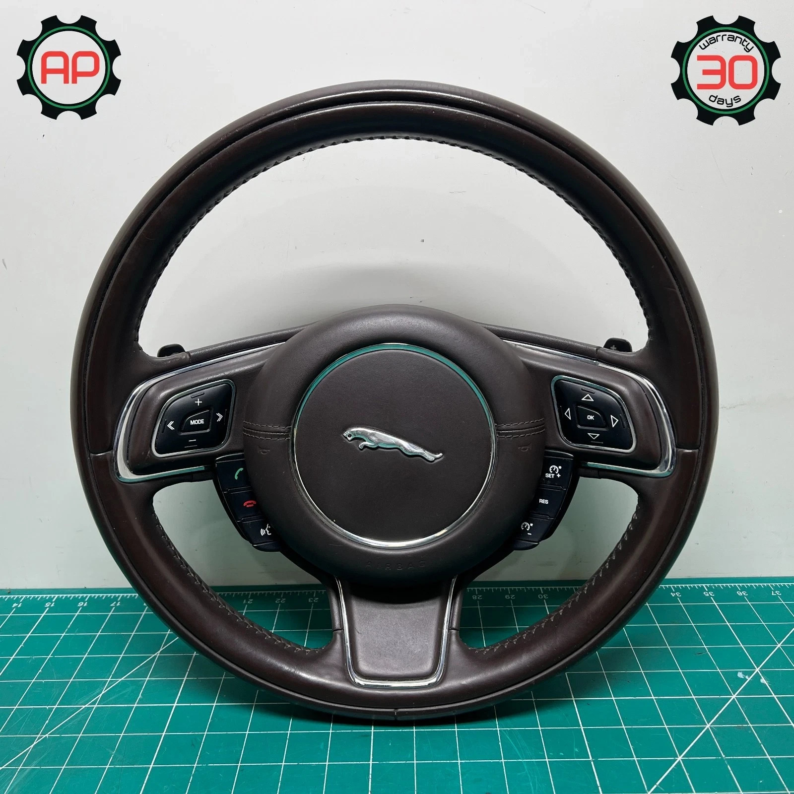 10-19 JAGUAR XJ XJR STEERING WHEEL BROWN LEATHER OEM