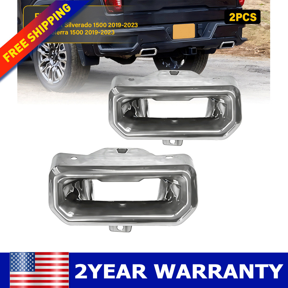 Exhaust Tips Bezels For Chevy Silverado GMC Sierra 1500 Trucks 2019-2023 Chrome
