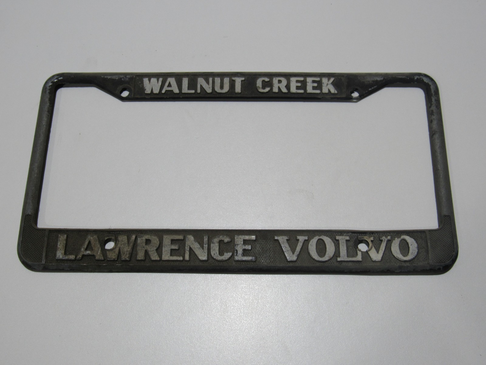 Vintage Lawrence Volvo Walnut Creek CA Metal License Plate Frame Tag Dealer Rare Vintage Lawrence Volvo Walnut Creek CA Metal License Plate Frame Tag Dealer Rare