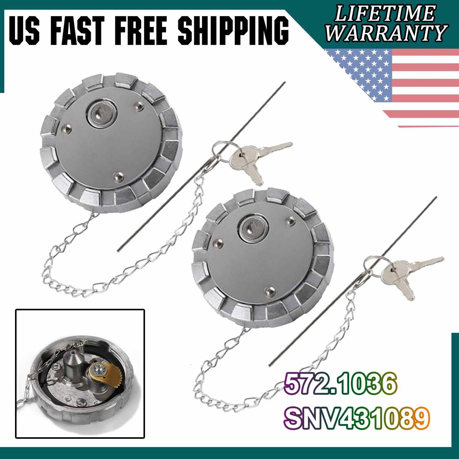 For Kenworth Peterbilt Freightliner Western Star of 2 Locking Fuel Cap SNV431089