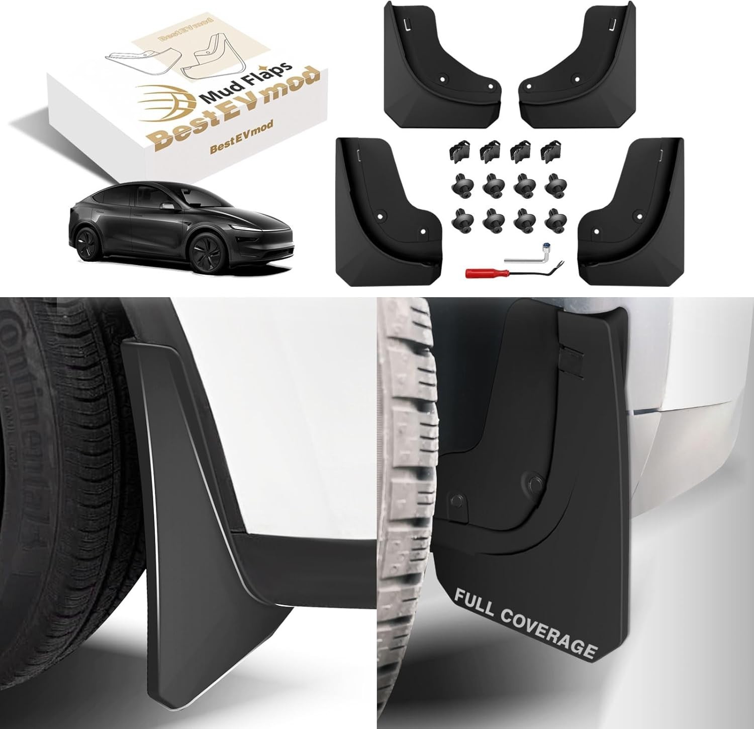 BestEvMod Upgrade Mud Flaps Splash Guards Compatible with 2026 New Tesla Model Y BestEvMod Upgrade Mud Flaps Splash Guards Compatible with 2026 New Tesla Model Y