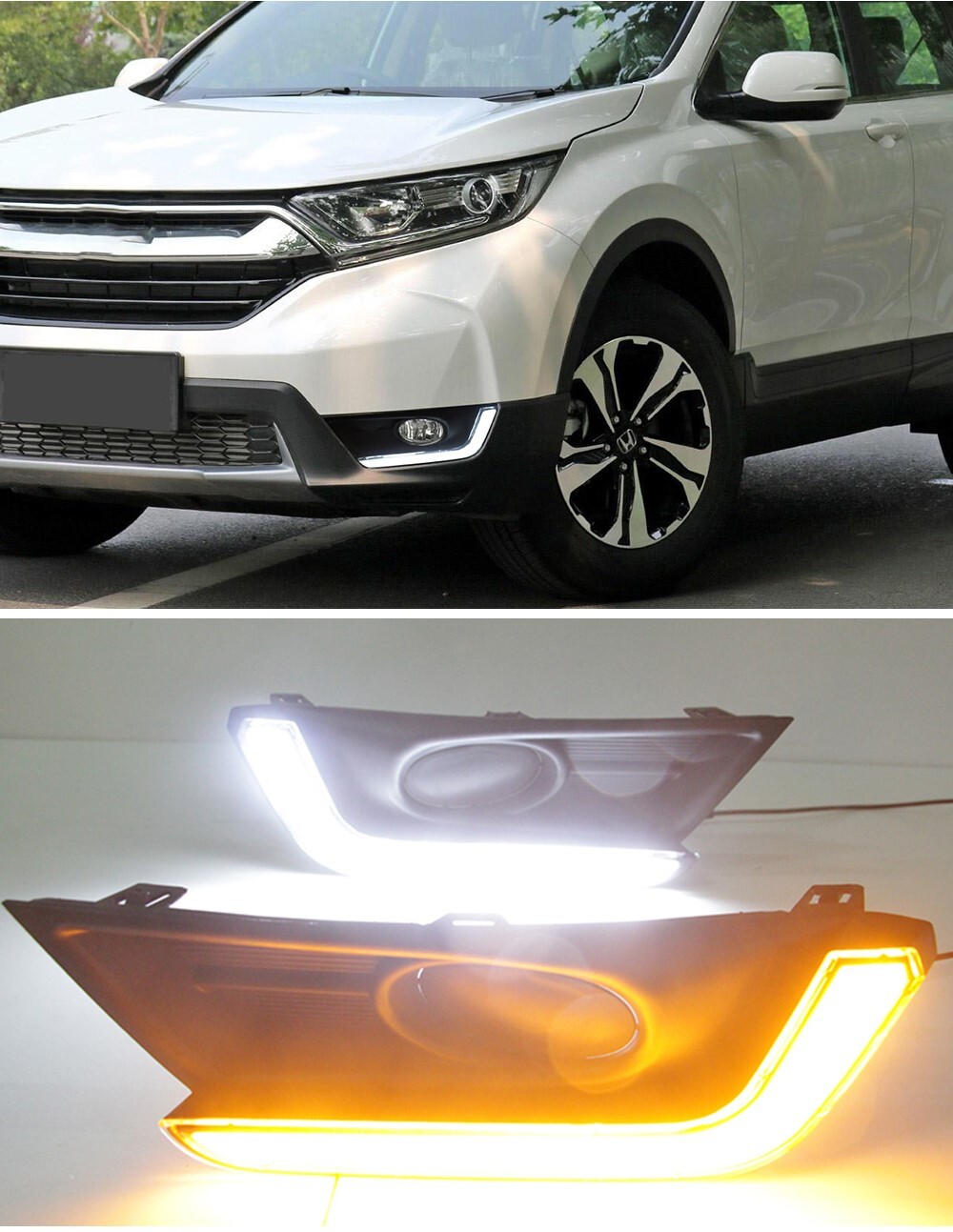 2x LED DRL Daytime Running Driving LED Light W/Turn For Honda CR-V CRV 2017-2019