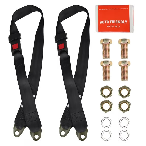 2PCS Universal 2 Point Adjustable Lap Seat Belt Kit Car Vehicle