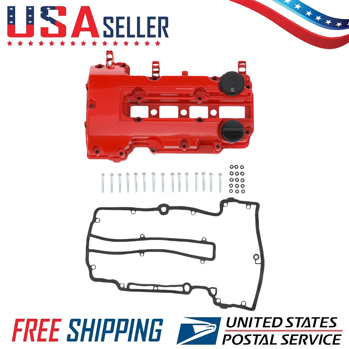 Red Aluminum Valve Cover Kit for Chevy Cruze Sonic 1.4L Turbo w/ Gasket Bolts
