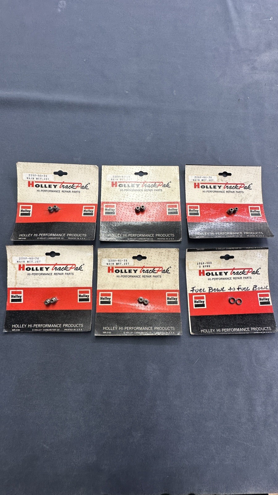 Vintage NOS Holley Performance Track Pak Carburetor Main Jets, O rings Lot of 6