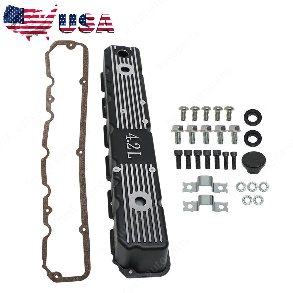 New Aluminum Valve Cover w/ Gasket & Bolt & Oil Cap For 1981-1986 Jeep CJ7 4.2L
