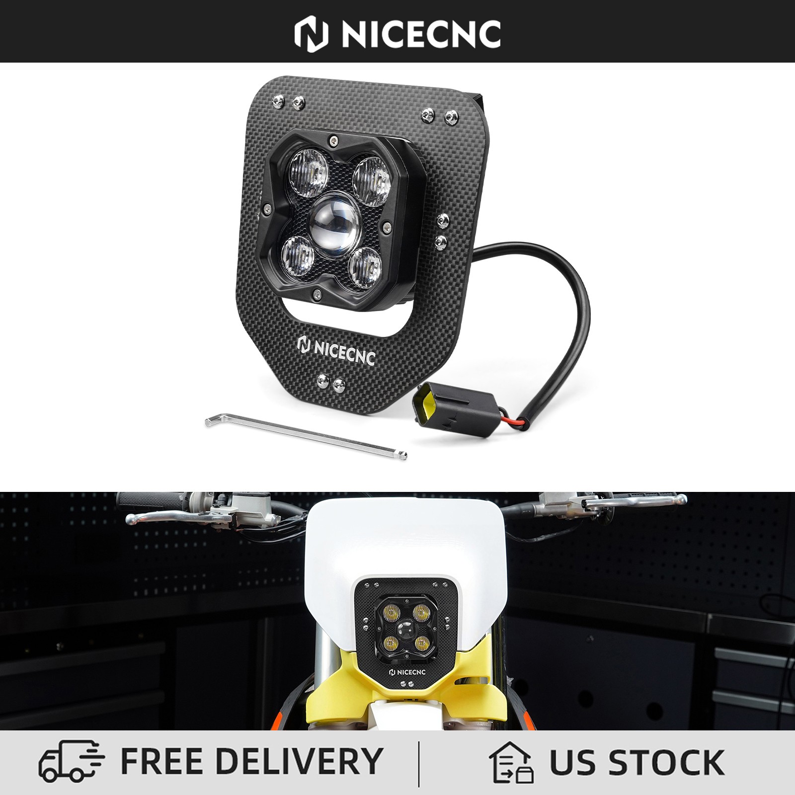 NICECNC LED Headlight Lamp For Husqvarna TE FE 150 250 350 450 501 2024-2025