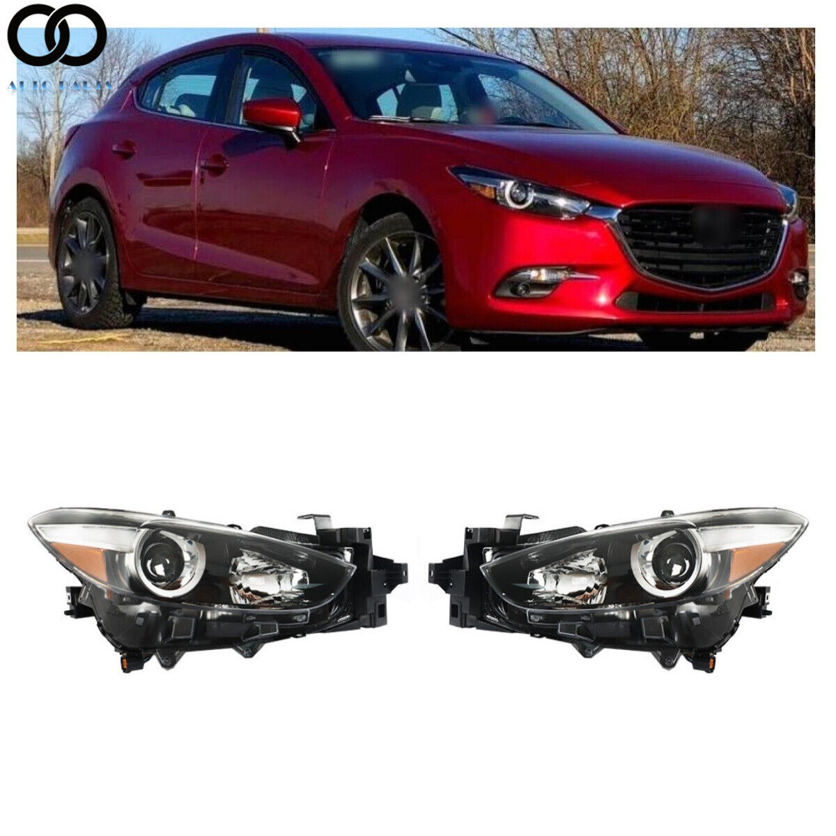 Left Side&Right Side Headlights Headlamps Assembly For 2017-2018 Mazda 3