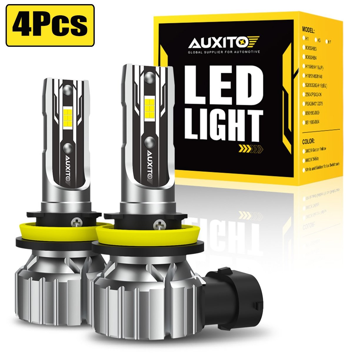 AUXITO H11 H8 LED Headlight Super Bright Bulb 6500K White Kit Hi/Lo Bean 2-50 x