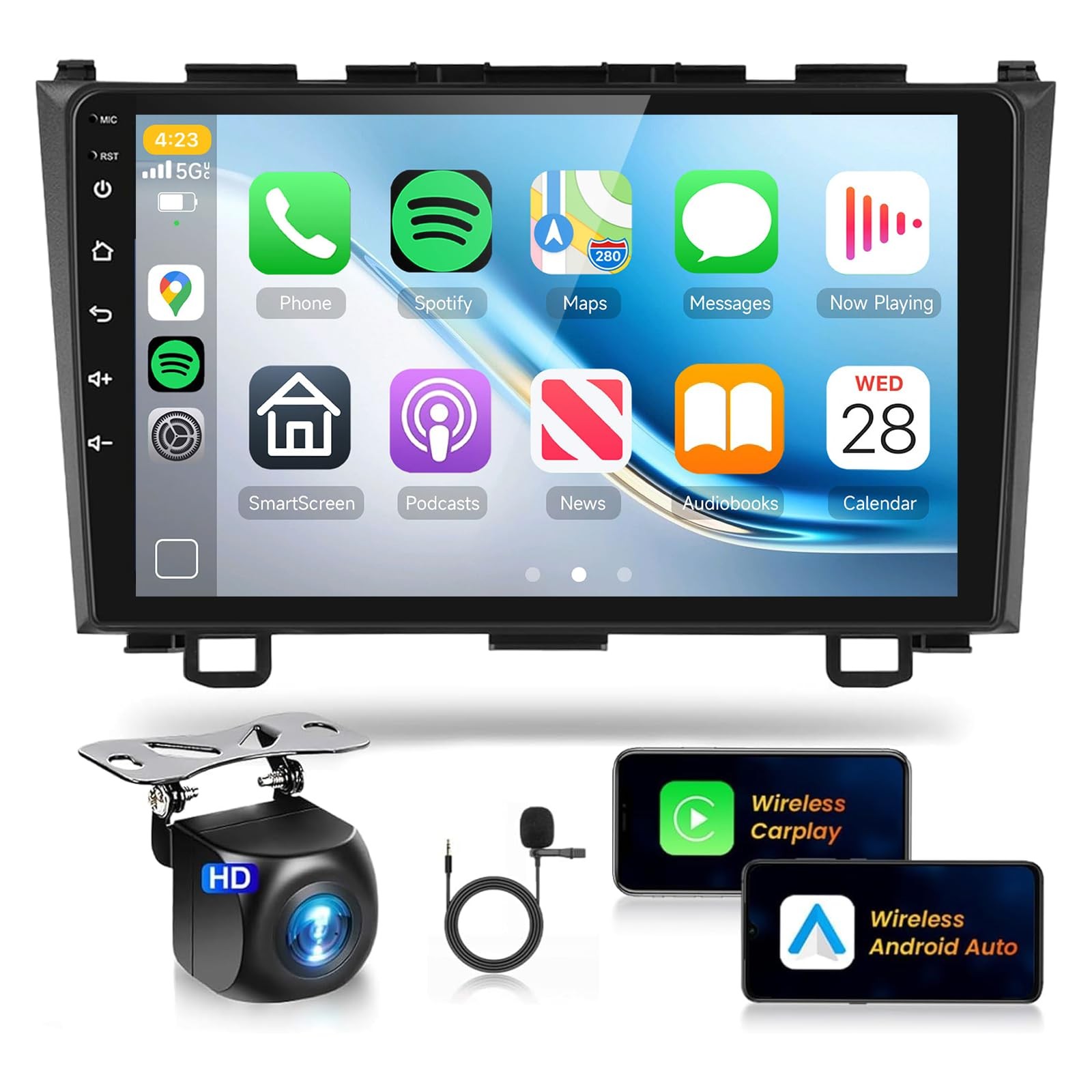 For 2007-2011 Honda CR-V Car Radio Carplay 4+64G 9in Backup Cam FM RDS 1280*800 For 2007-2011 Honda CR-V Car Radio Carplay 4+64G 9in Backup Cam FM RDS 1280*800