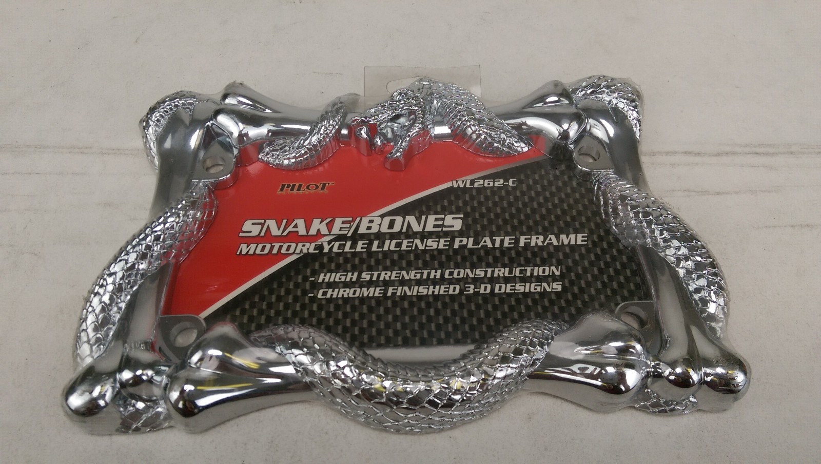 New Pilot Automotive WL262 Metal Motorcycle bike License Plate Frame Snake Bones New Pilot Automotive WL262 Metal Motorcycle bike License Plate Frame Snake Bones