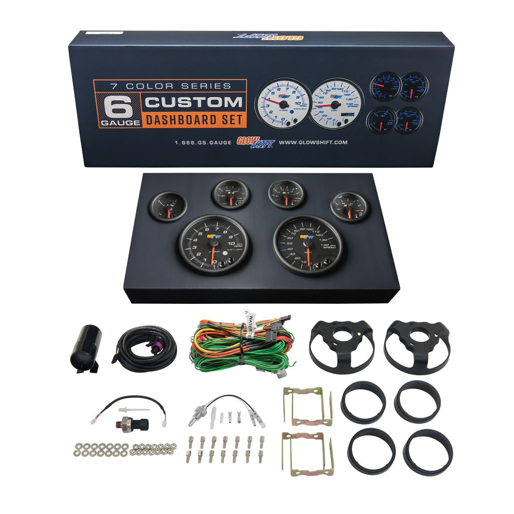 Black Gauge Cluster Dash Set w Speedo Tach Oil PSI Fuel Level Volt & Water Temp