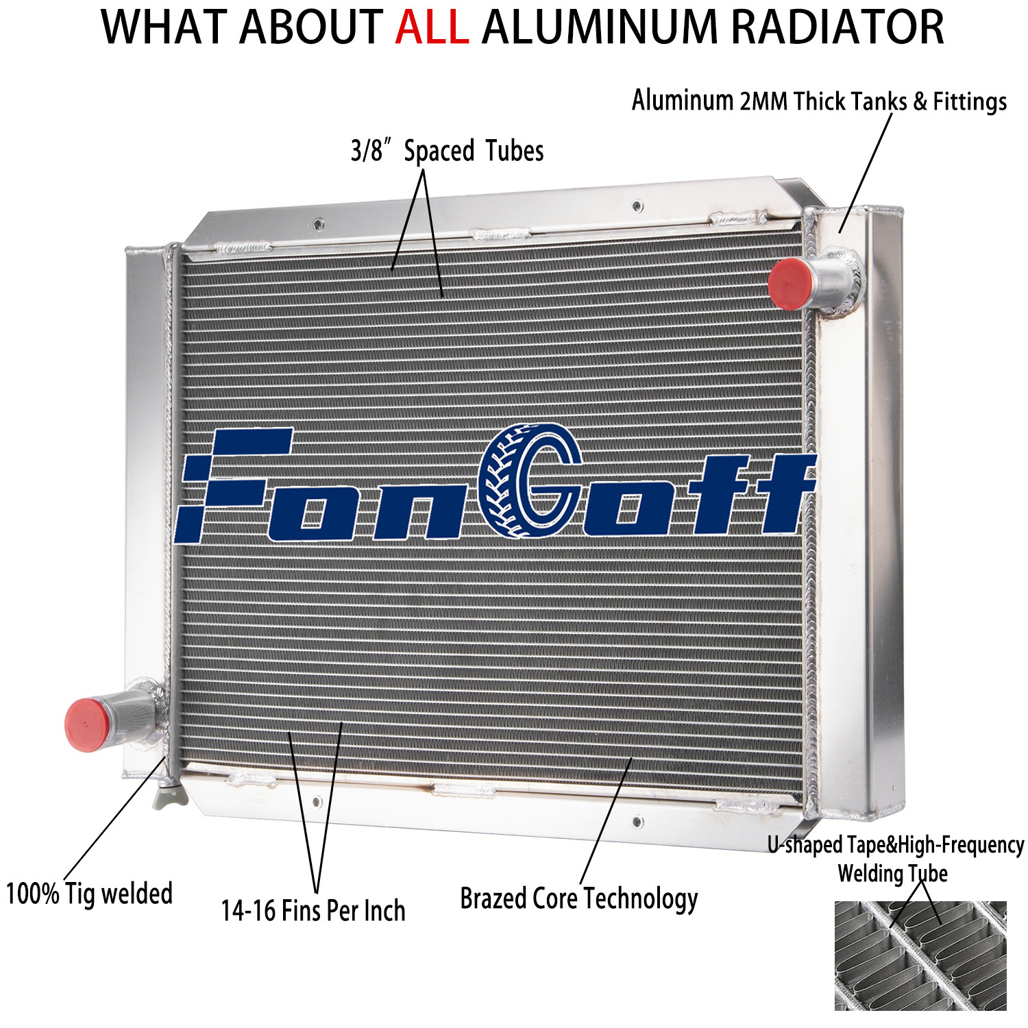 2-Row Aluminum Radiator Fits Airboat 31'' W x21'' H 209000 Universal New