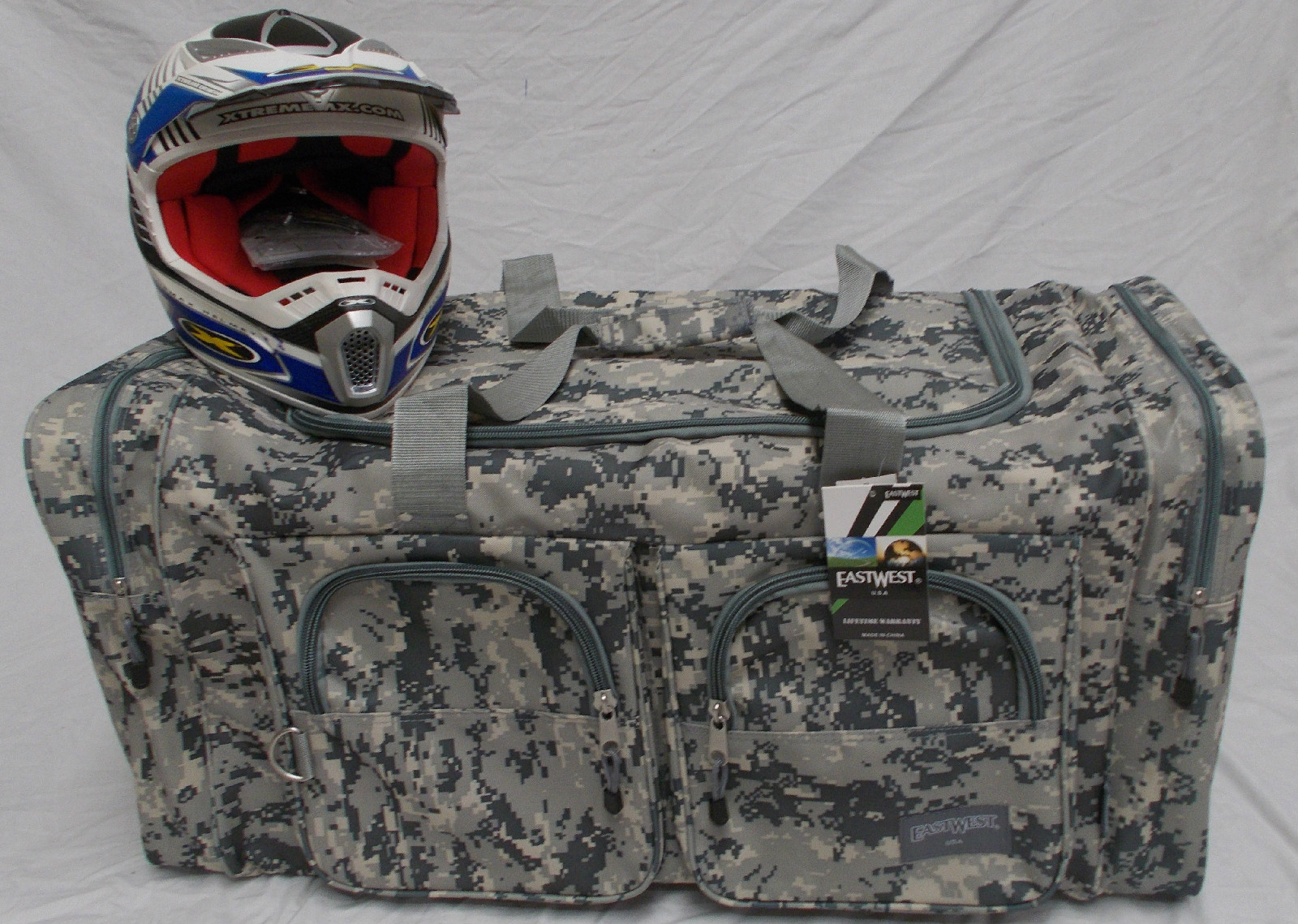 XL Moto x atv gear bag motocross off road mx snowmobile digital grey camo