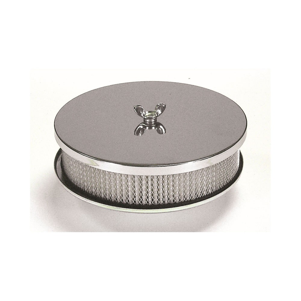 Mr Gasket Air Cleaner 1491; Chrome, Round 6.5 x 2, 2-5/16 or 2-5/8 in. Neck