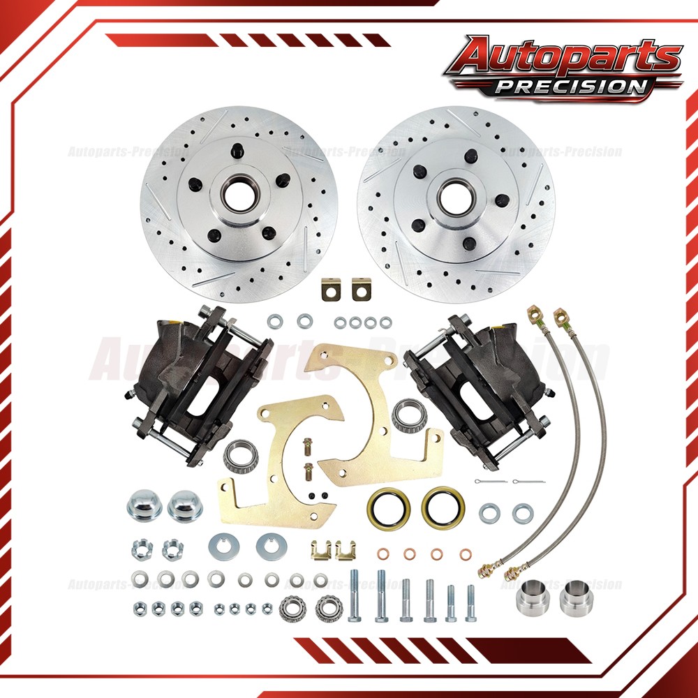 For 48-56 Ford F100 Half Ton Truck Deluxe Disc Brake Kit, Vented Drilled, 5x4.5\